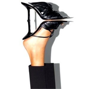 ZARA GATHERED LEATHER HIGH HEELED SANDALS